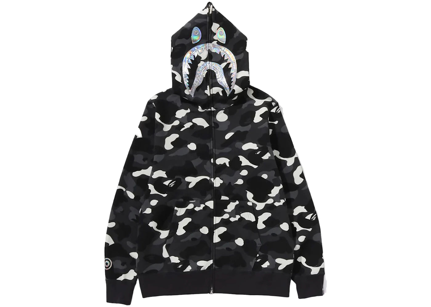 Sweat à capuche zippé BAPE City Camo Shark (SS24) - Noir