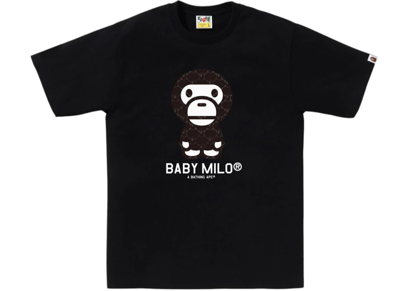 BAPE College Monogram Baby Milo Tee-Black/Black