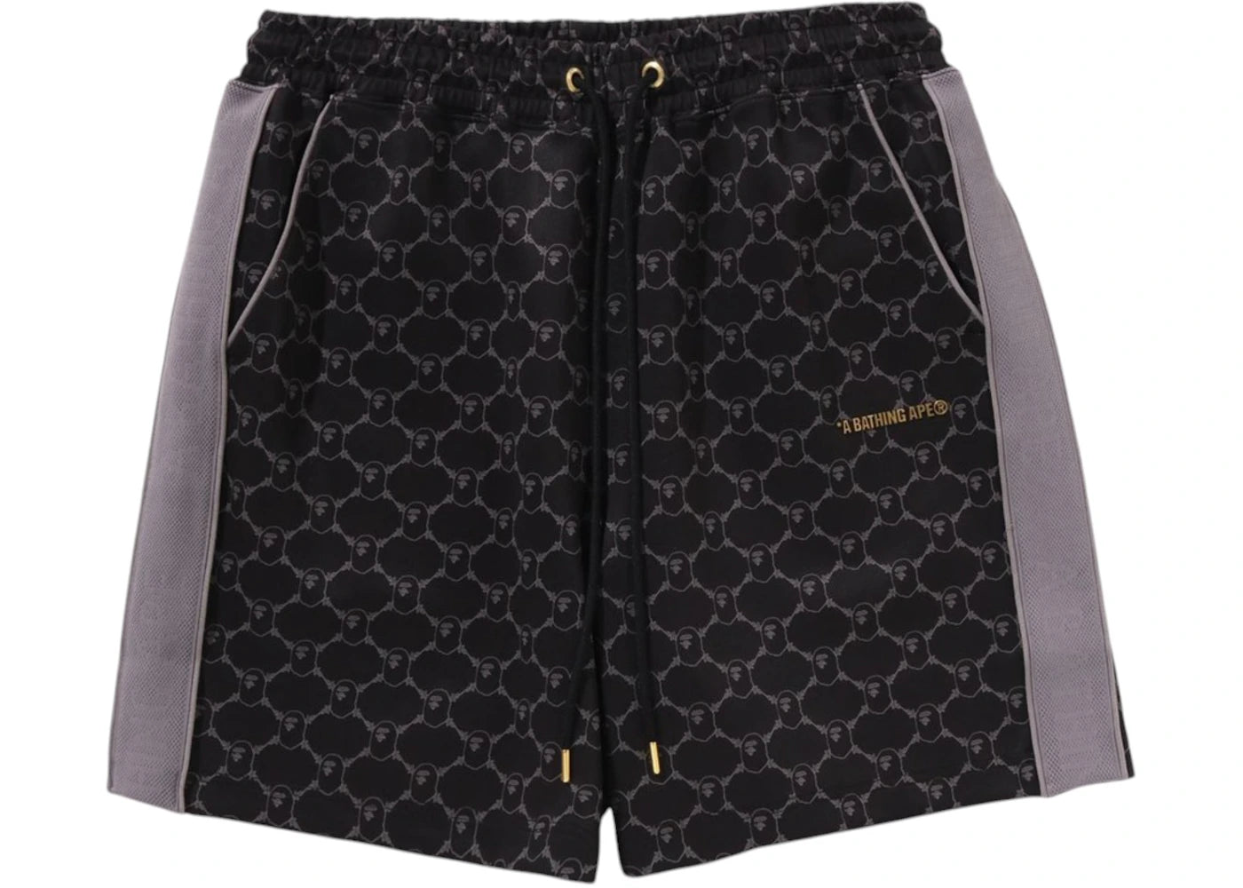 BAPE College Monogram Relaxed Fit Sweat Shorts-Black