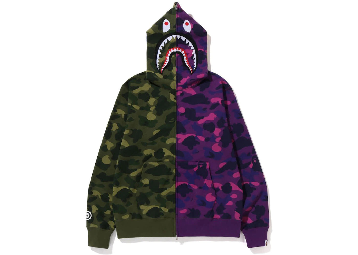 Sweat à capuche zippé BAPE Color Camo Shark (FW22) - Vert Violet