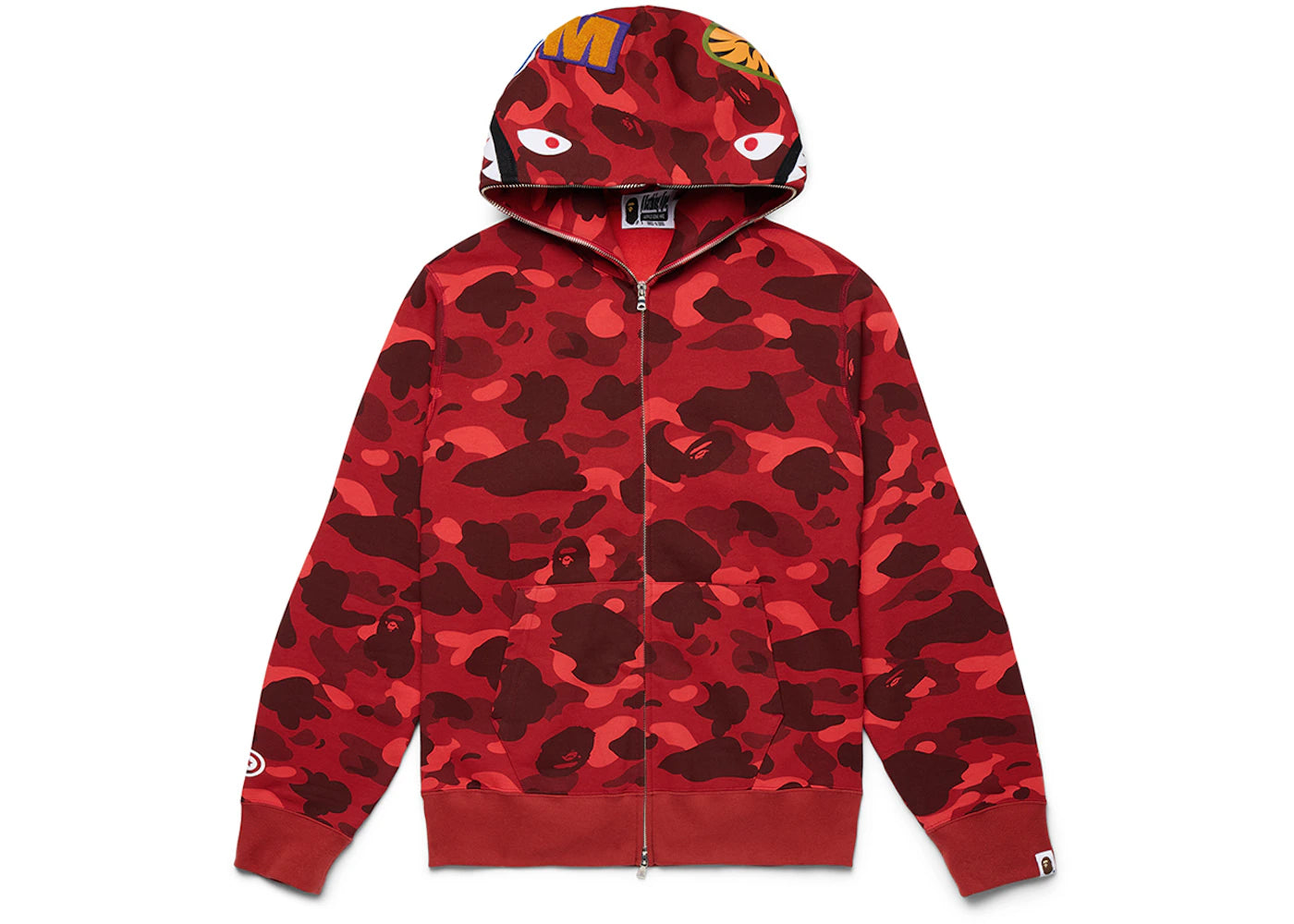 BAPE Color Camo Shark Full Zip Hoodie-Red