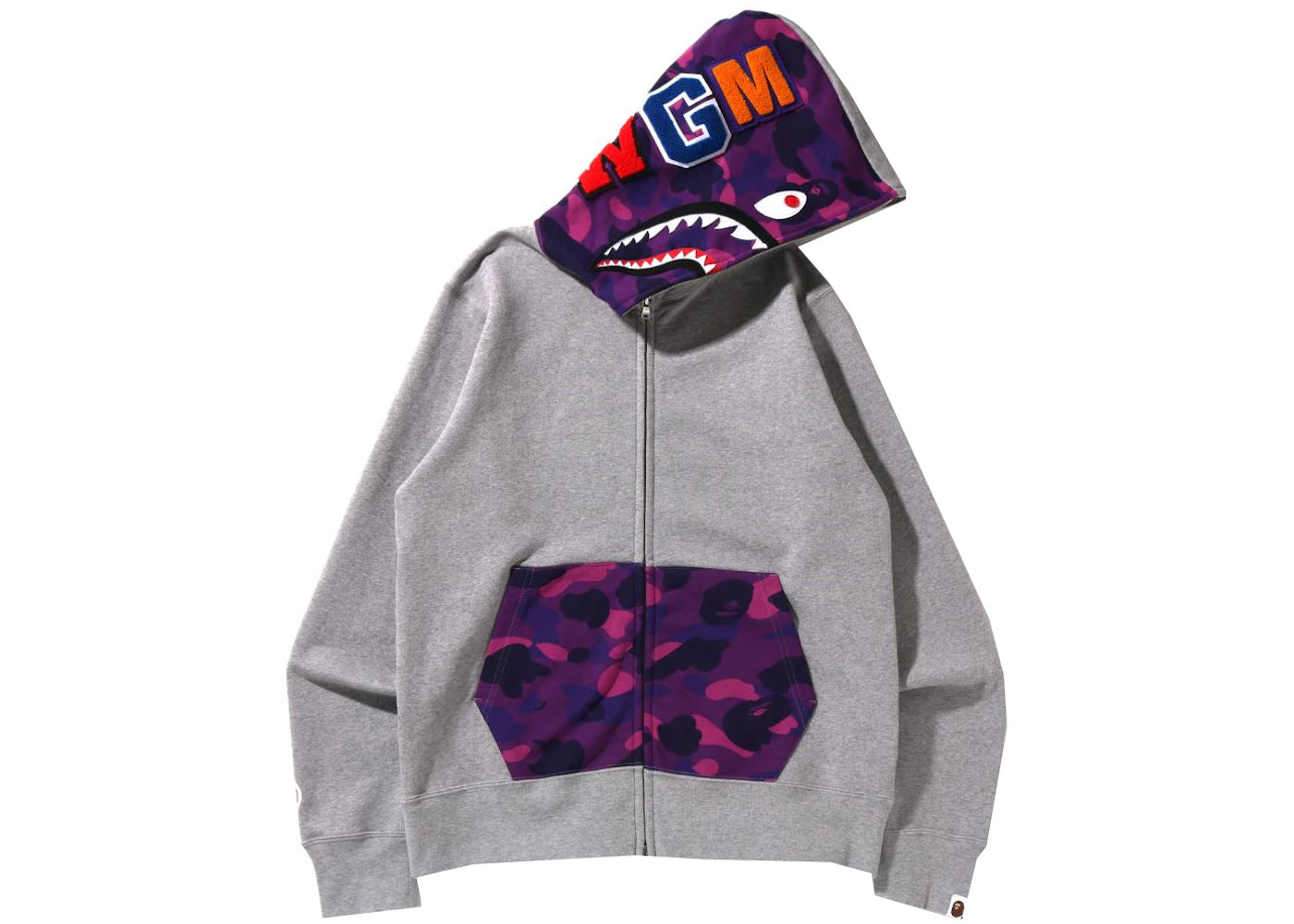 BAPE Color Camo Shark Full Zip Hoodie (SS22)-Gray