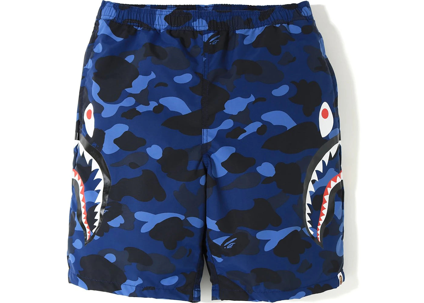BAPE Color Camo Side Shark Beach Shorts-Blue
