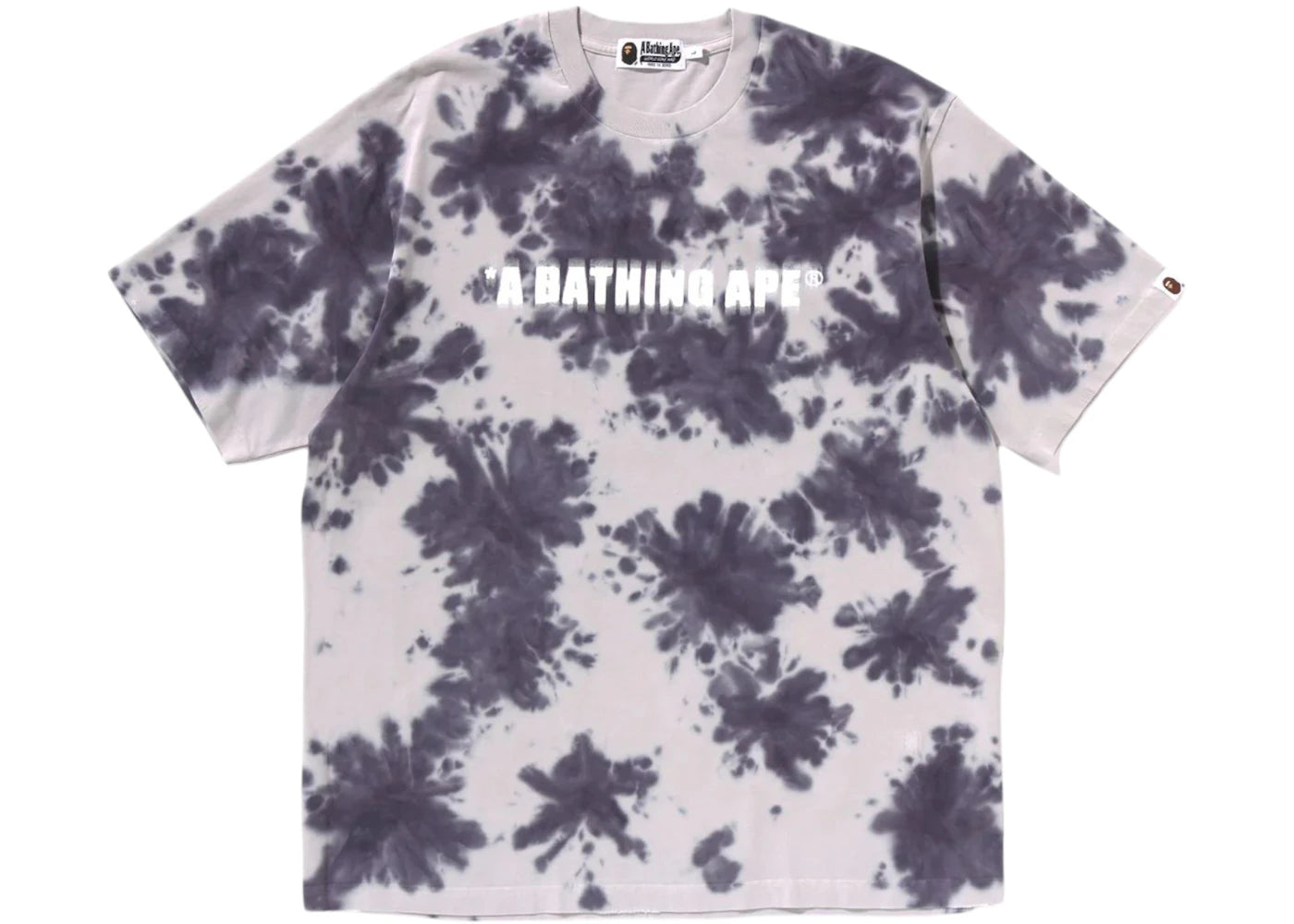 T-shirt BAPE gris à logo délavé détruit, coupe décontractée