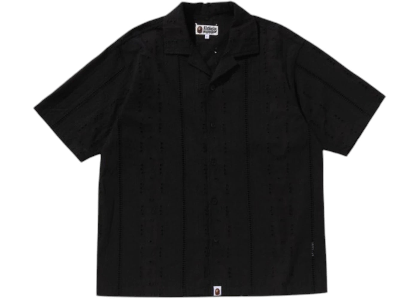 BAPE Embroidery Open Collar S/S Shirt-Black