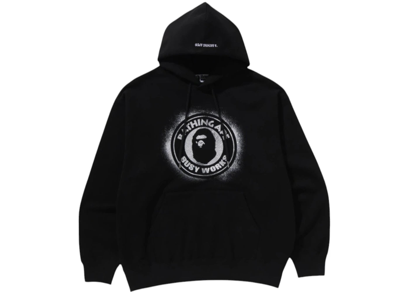 BAPE Glitter Print Busy Works Relaxed Fit Pullover Hoodie-Black