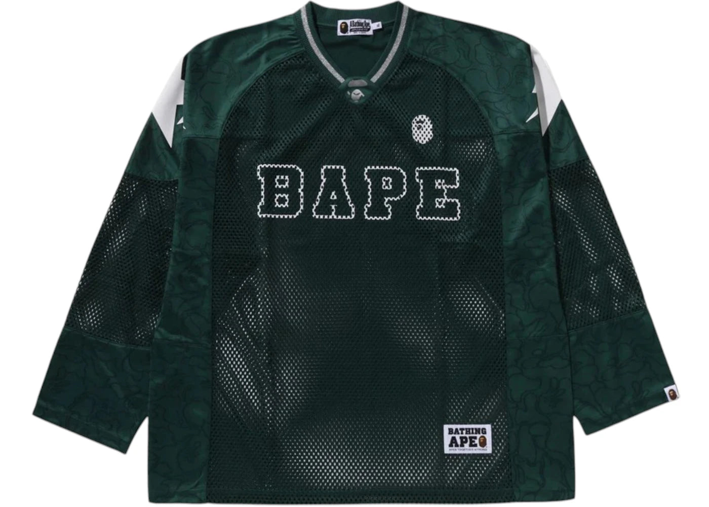 BAPE Line Camo Multilogo Relaxed Fit Football Jersey-Green
