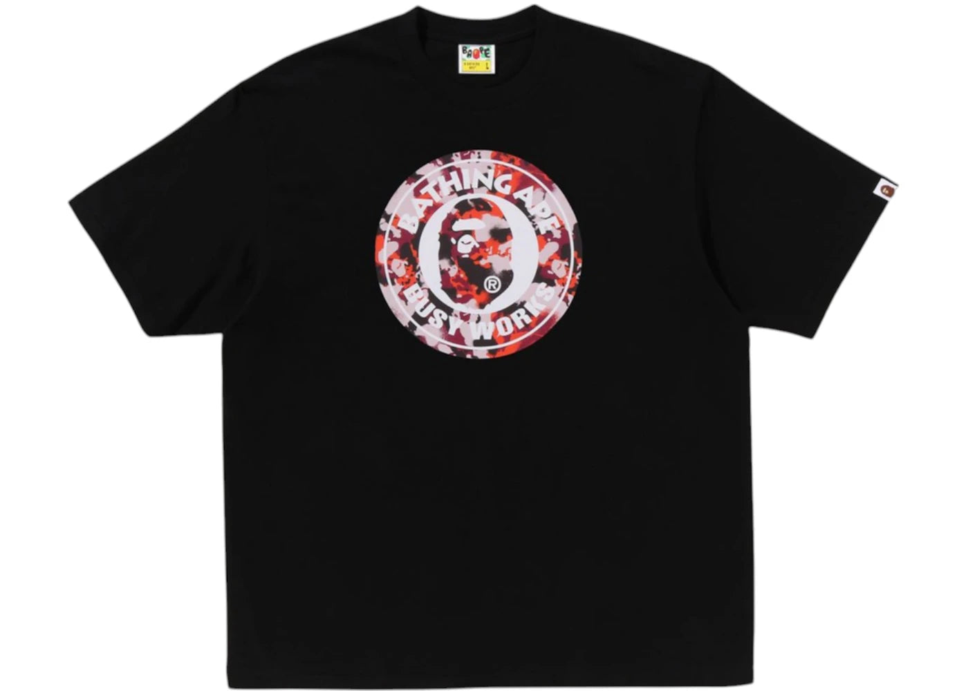 T-shirt BAPE Map Camo Busy Works coupe décontractée - Noir