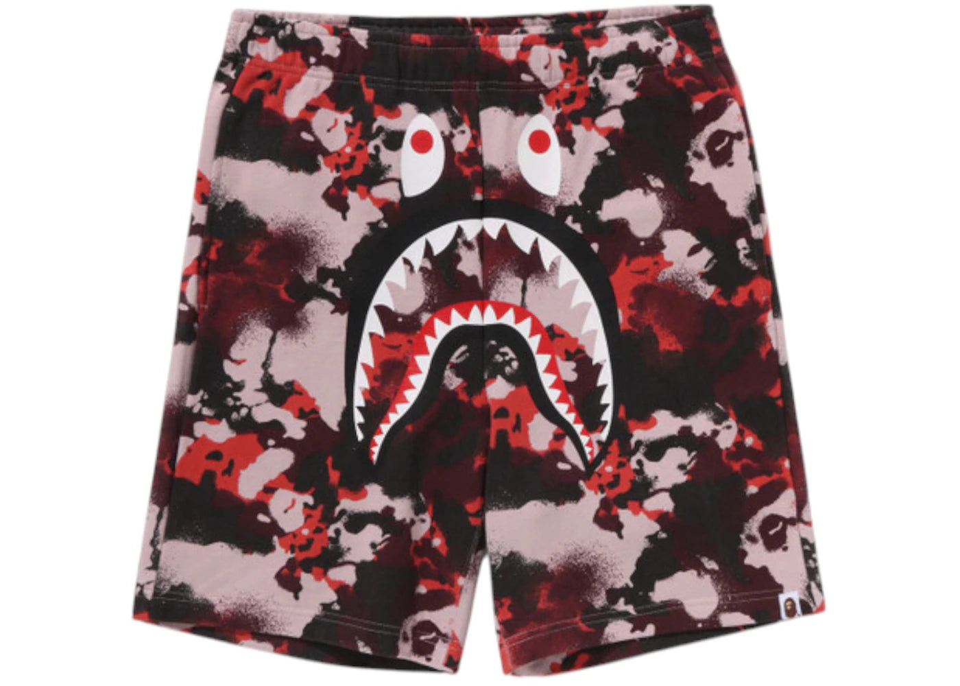 BAPE Map Camo Regular Fit Shark Sweat Shorts-Red