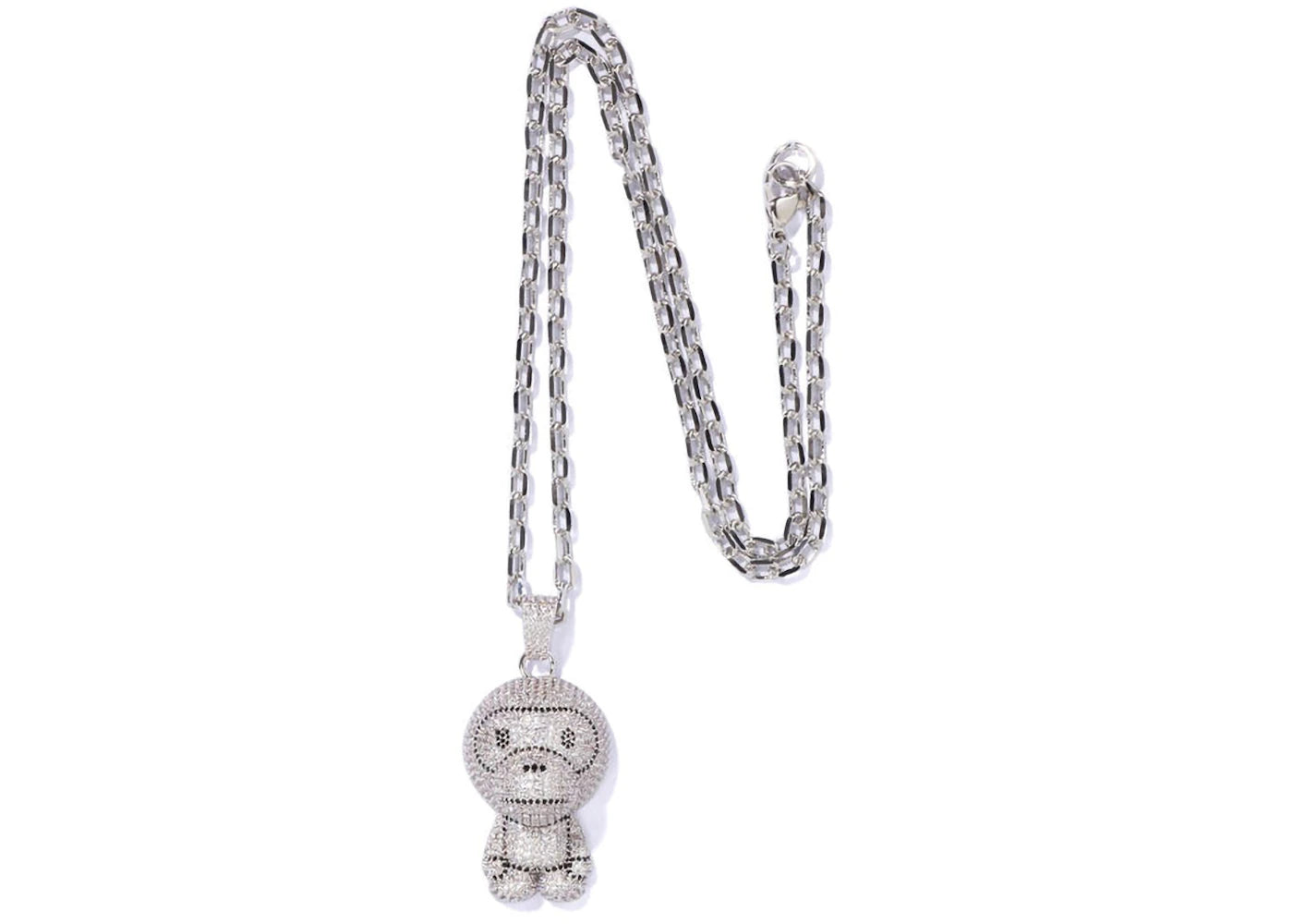 BAPE Milo Crystal Stone Necklace (FW22)-Silver
