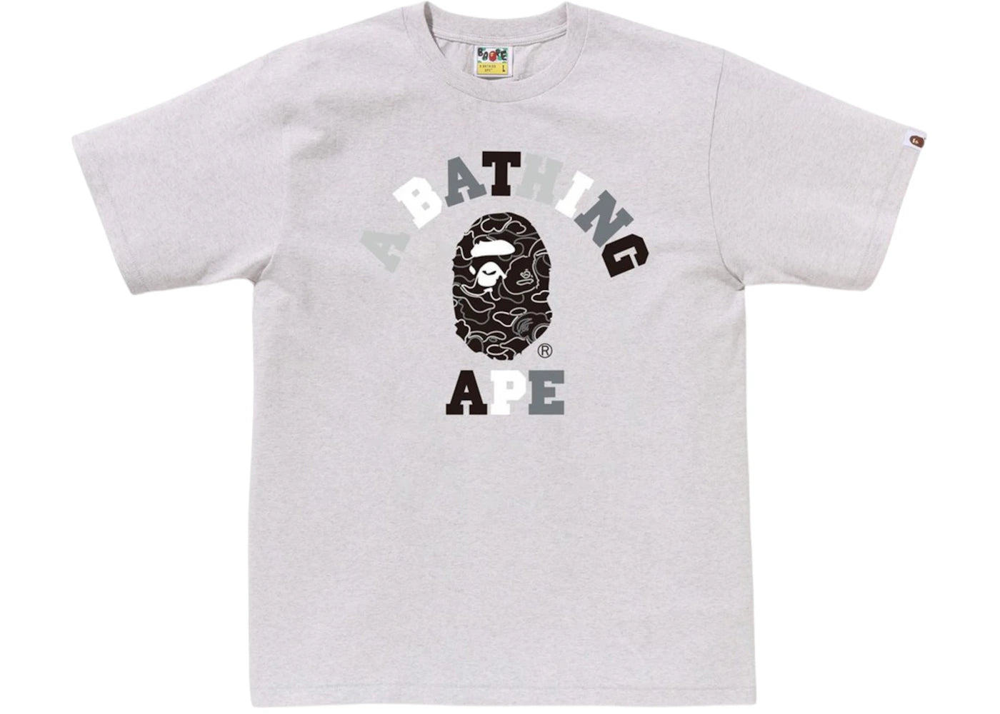 BAPE Neon Camo College Tee-Gray