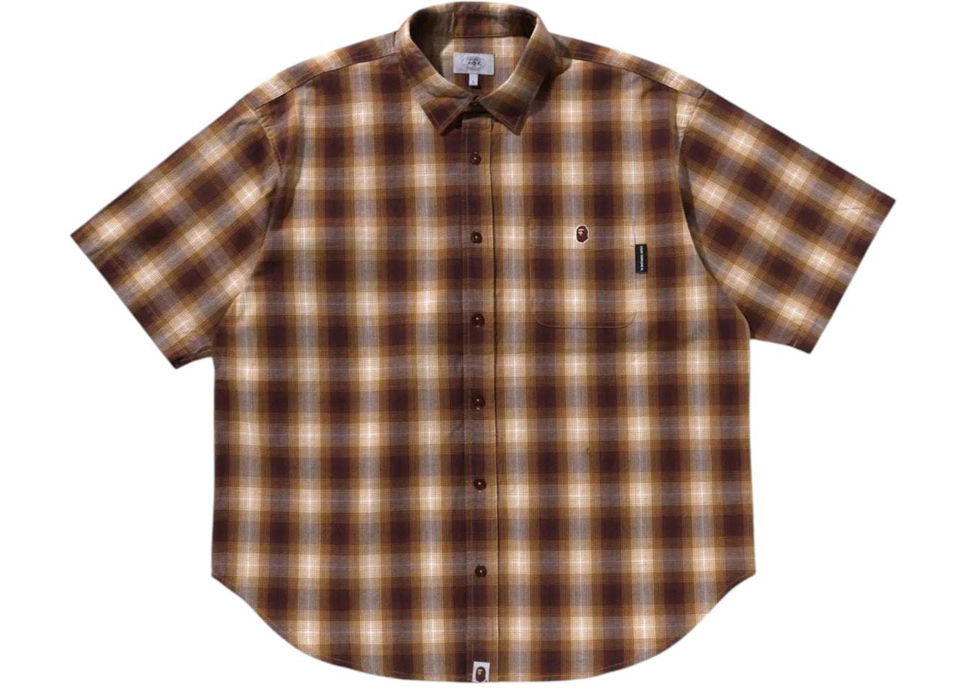 Chemise BAPE à carreaux ombrés, coupe décontractée, manches courtes - Jaune