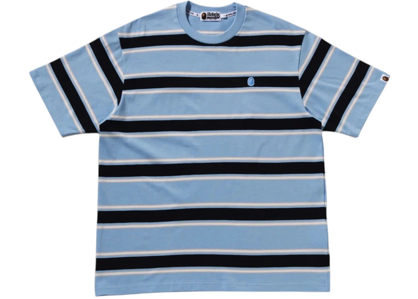 BAPE One Point Strip Relaxed Fit Tee-Blue
