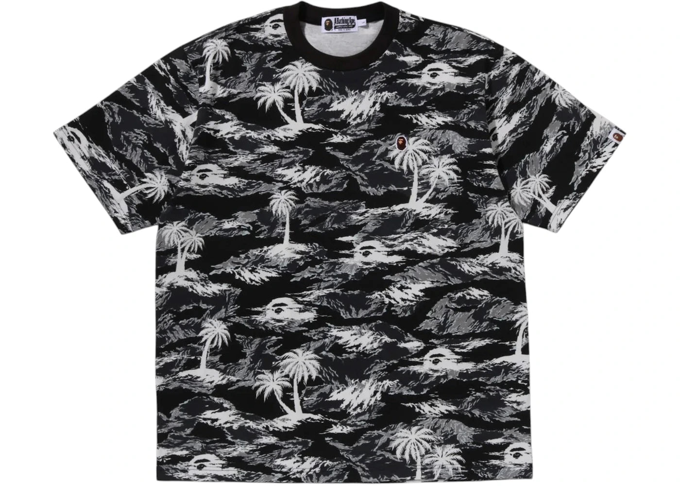 T-shirt BAPE Palm Tree Camo One Point coupe décontractée - Noir