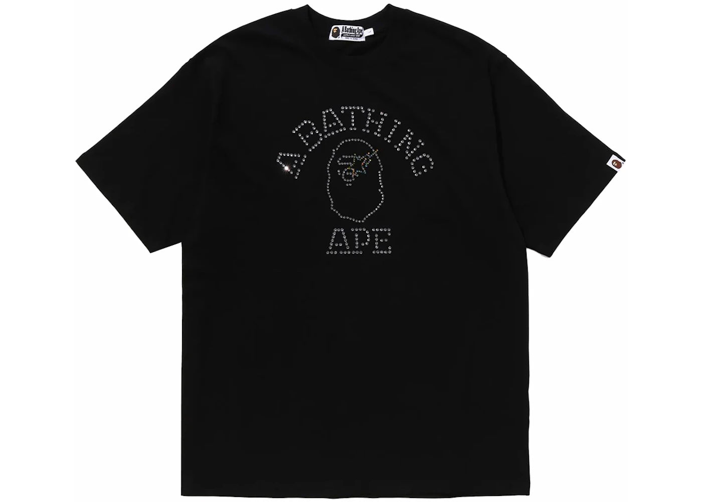 T-shirt BAPE à strass, coupe décontractée, noir