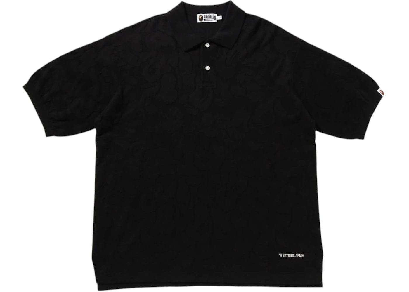 Polo BAPE Solid Camo Jacquard Relax Fit - Noir