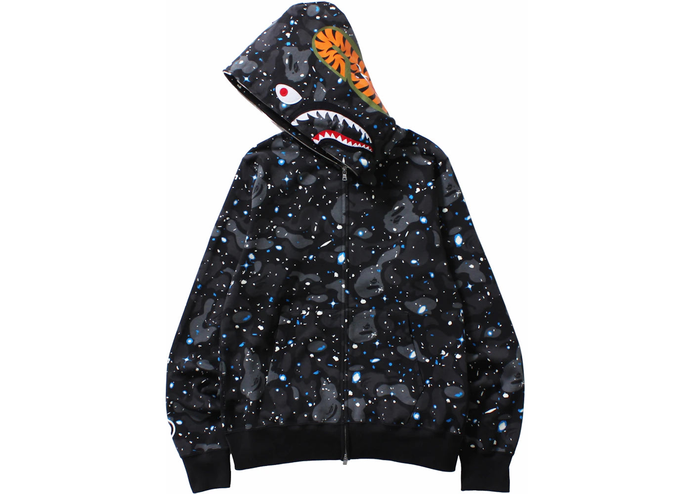 Sweat à capuche zippé BAPE Space Camo Shark WGM - Noir