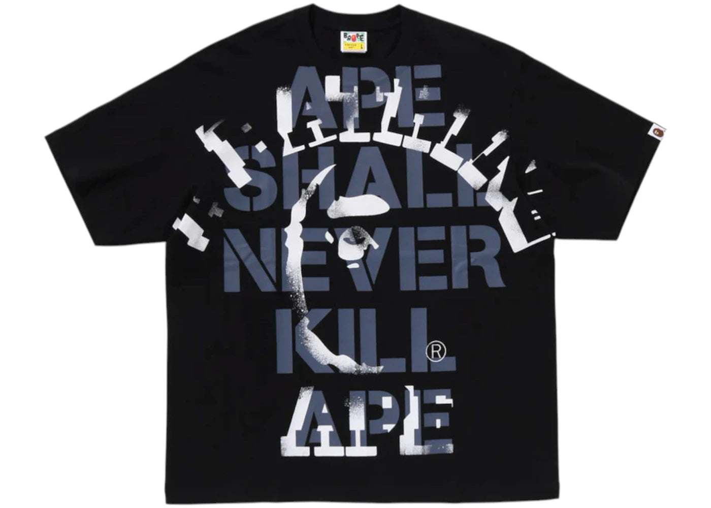 BAPE Spray Print College Relaxed Fit Tee-Black