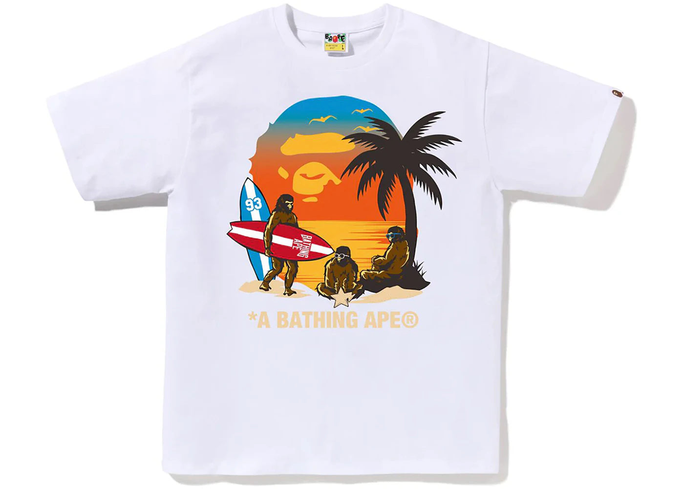 BAPE Sunset Beach Ape Head Tee-White