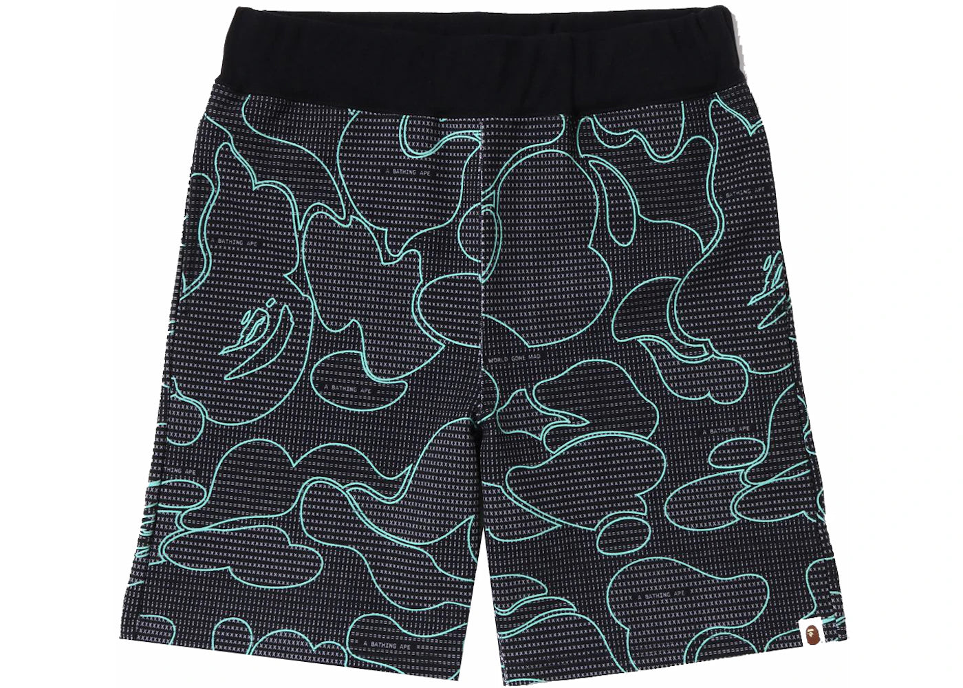BAPE Text Code Camo Sweat Shorts-Black