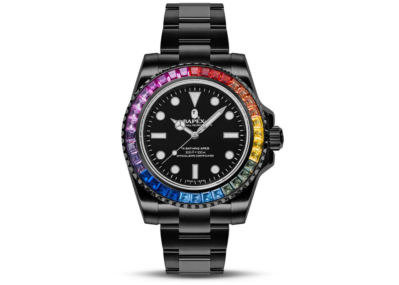 BAPE Type 1 Bapex Crystal Stone Watch-Black
