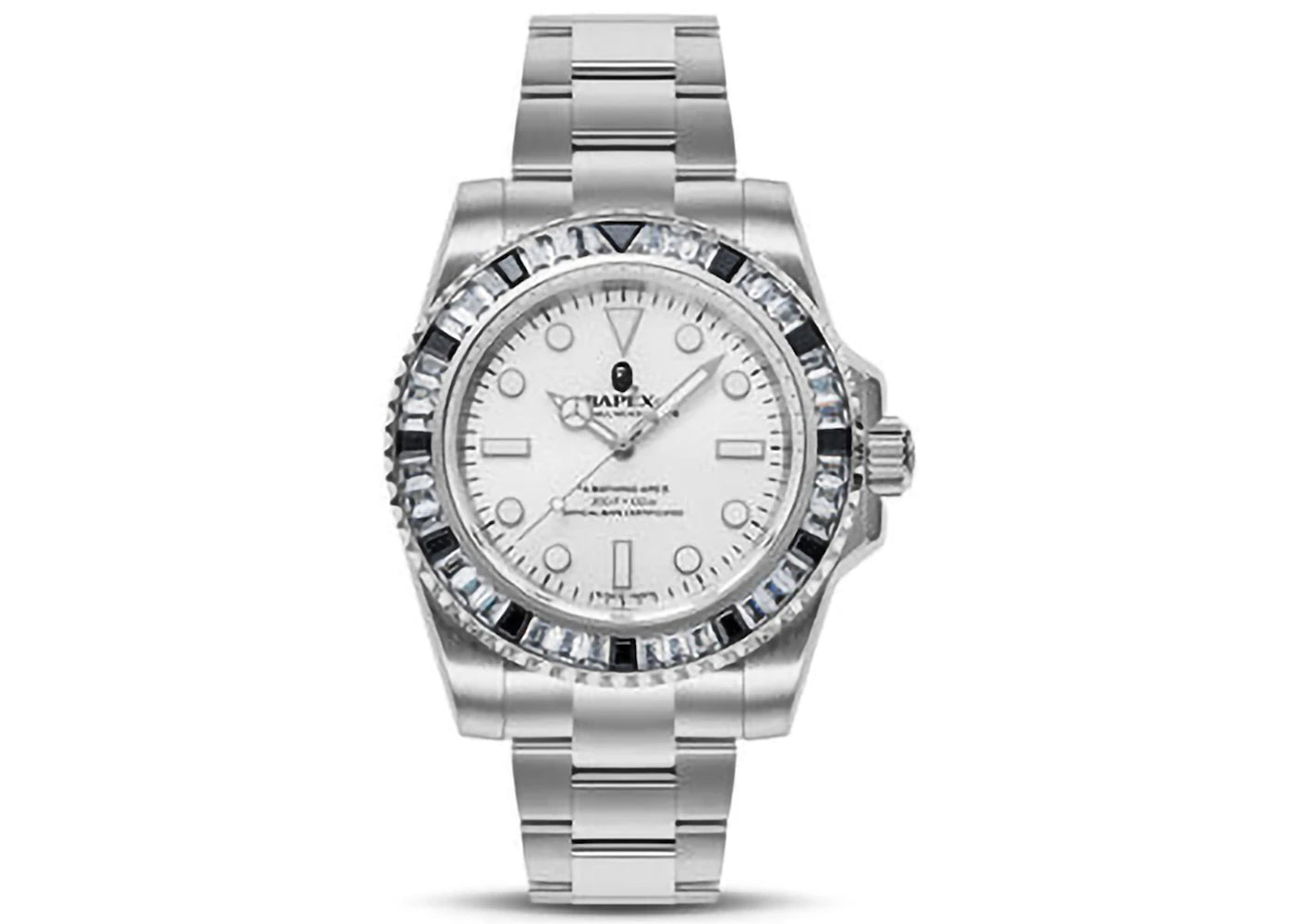 BAPE Type 1 Bapex Crystal Stone Watch-Silver White