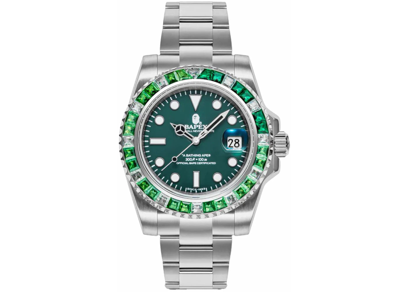 BAPE Type 1 Crystal Stone BAPEX Watch-Green