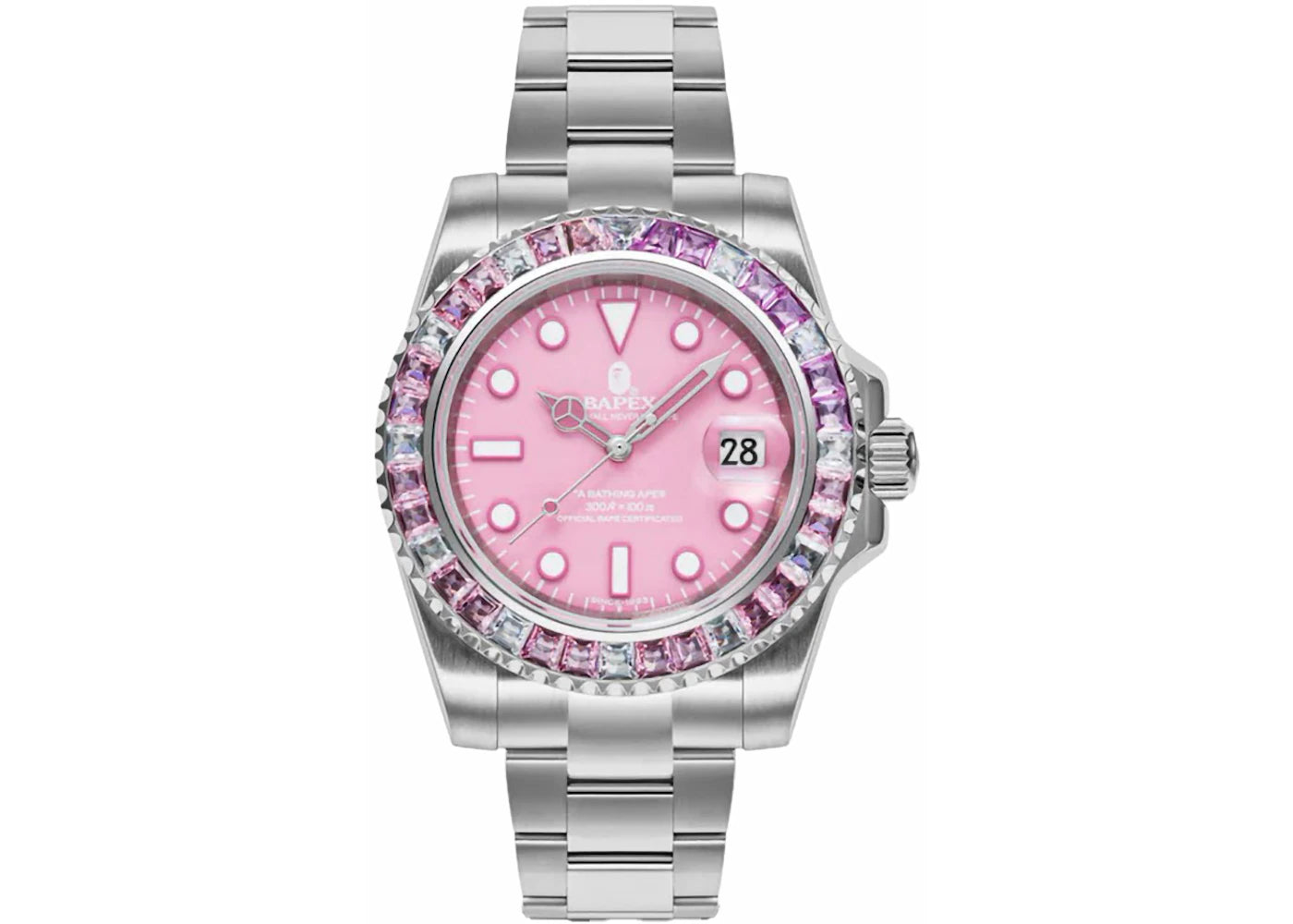 BAPE Type 1 Crystal Stone BAPEX Watch-Pink