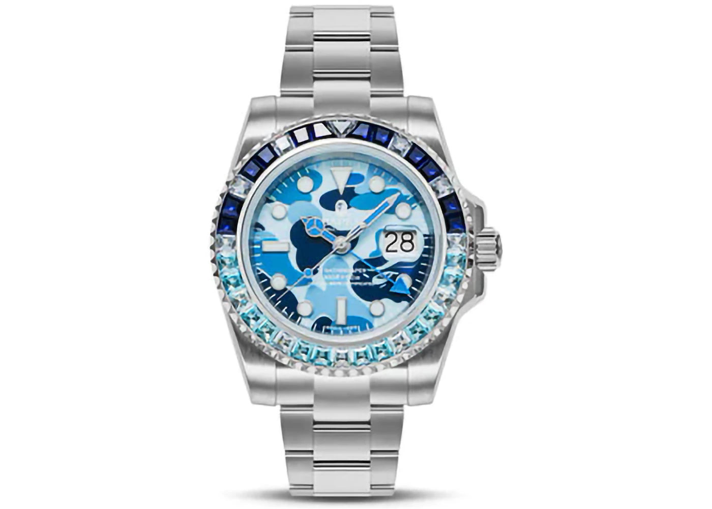 BAPE Type 2 ABC Camo Crystal Stone BAPEX Watch-Blue
