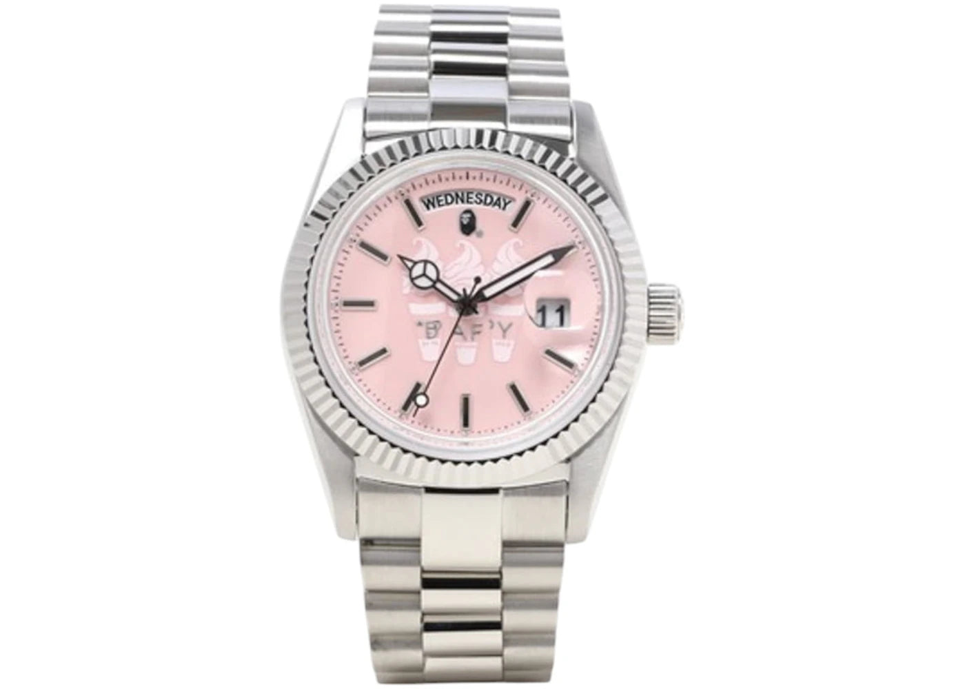 BAPE BAPY Type II BAPEX Watch-Silver/Pink
