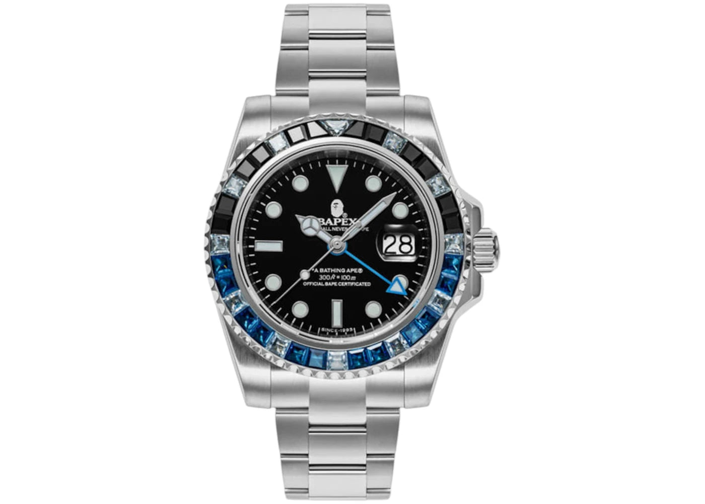 BAPE Type 2 Crystal Stone BAPEX Watch-Black/Black