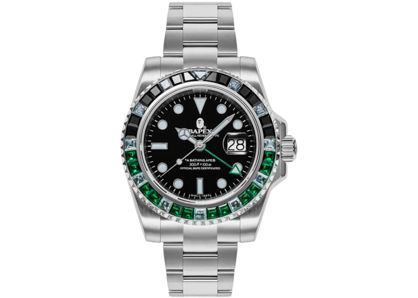 BAPE Type 2 Crystal Stone BAPEX Watch-Black/Green