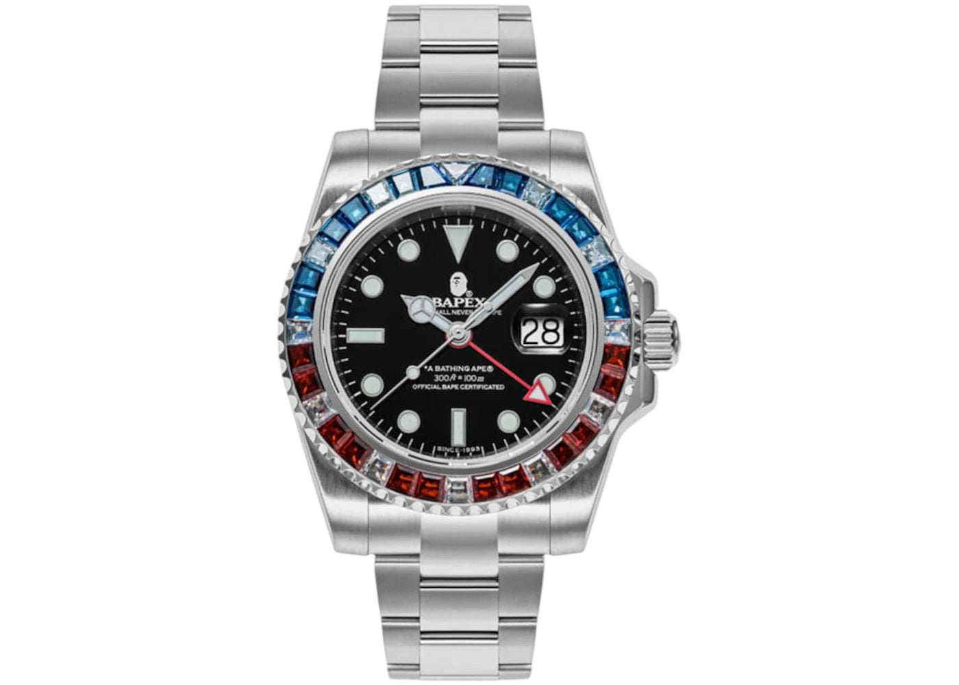 BAPE Type 2 Crystal Stone BAPEX Watch-Black/Red