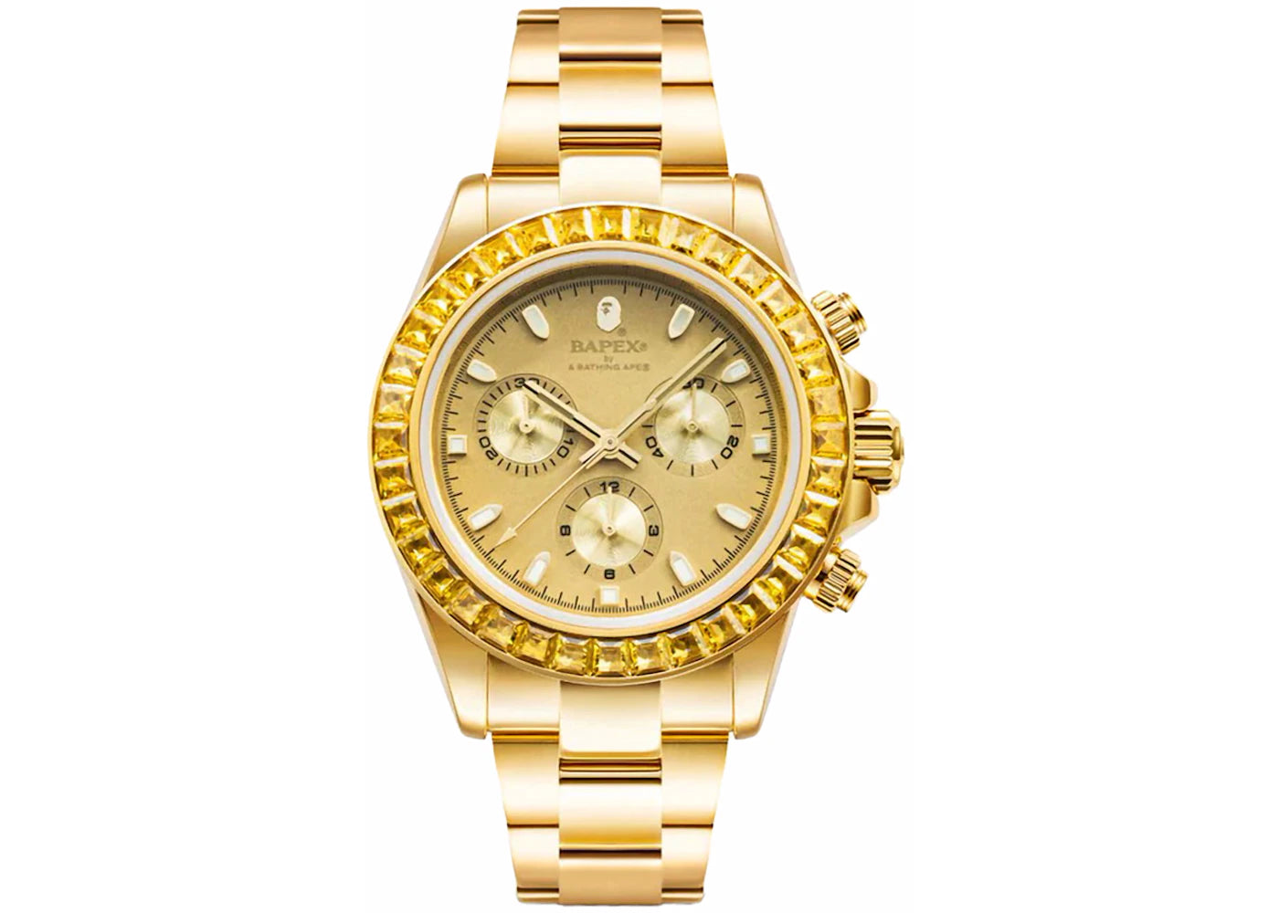 BAPE Type 4 BAPEX Crystal Stone Gold Watch-Gold