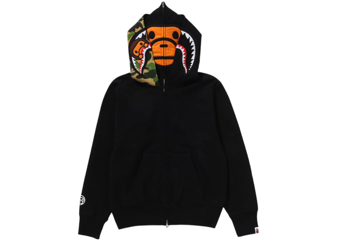 Sweat à capuche zippé double BAPE Milo Shark pour femme - Noir