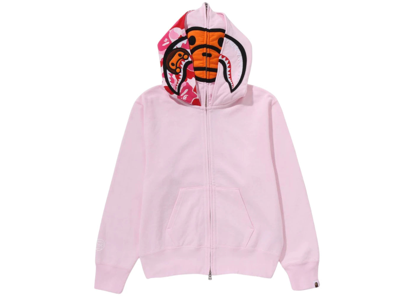 BAPE Women's Milo Shark Full Zip Double Hoodie-Pink