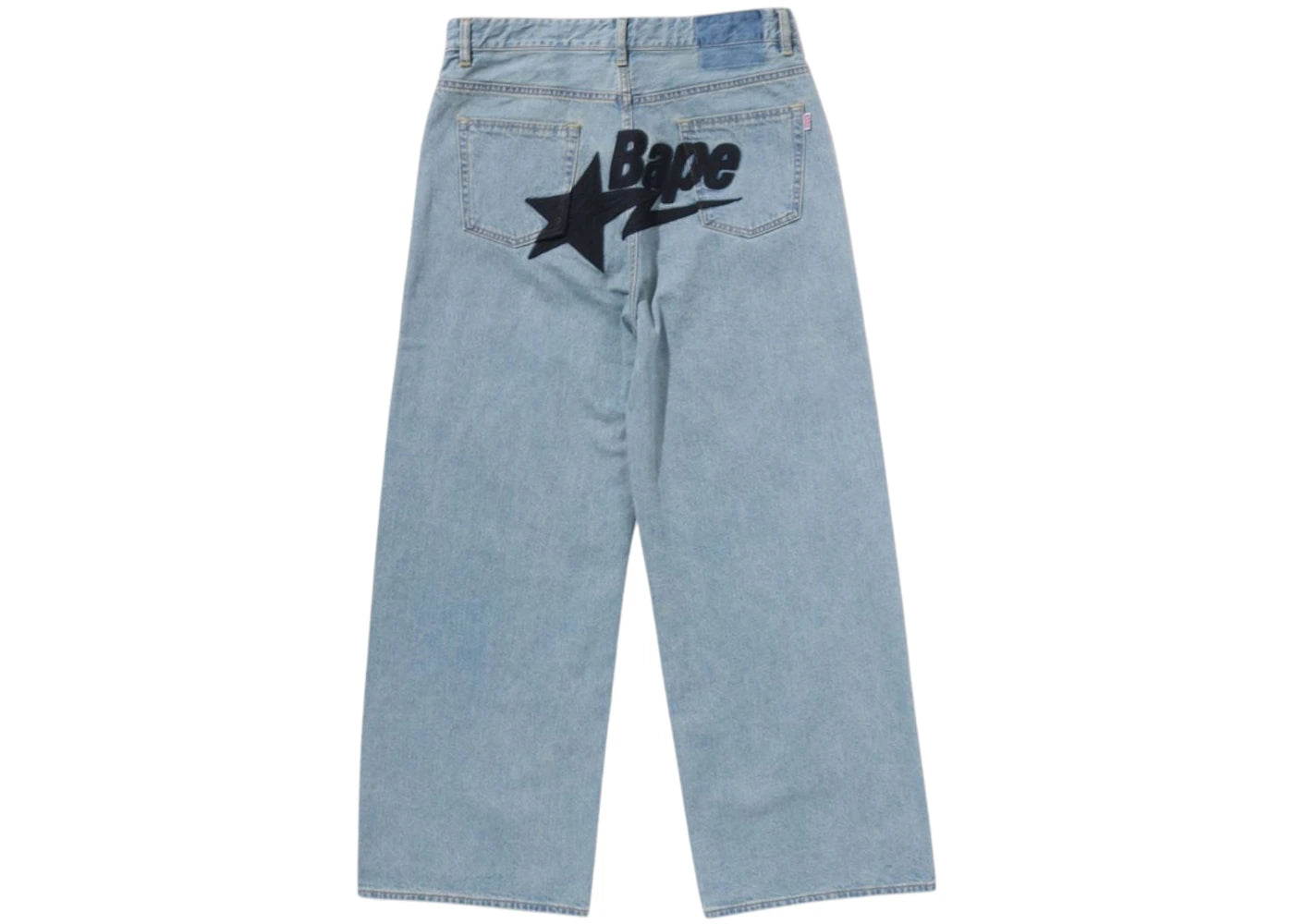 BAPE Women's Sta Embroidery Baggy Denim Pants-Blue