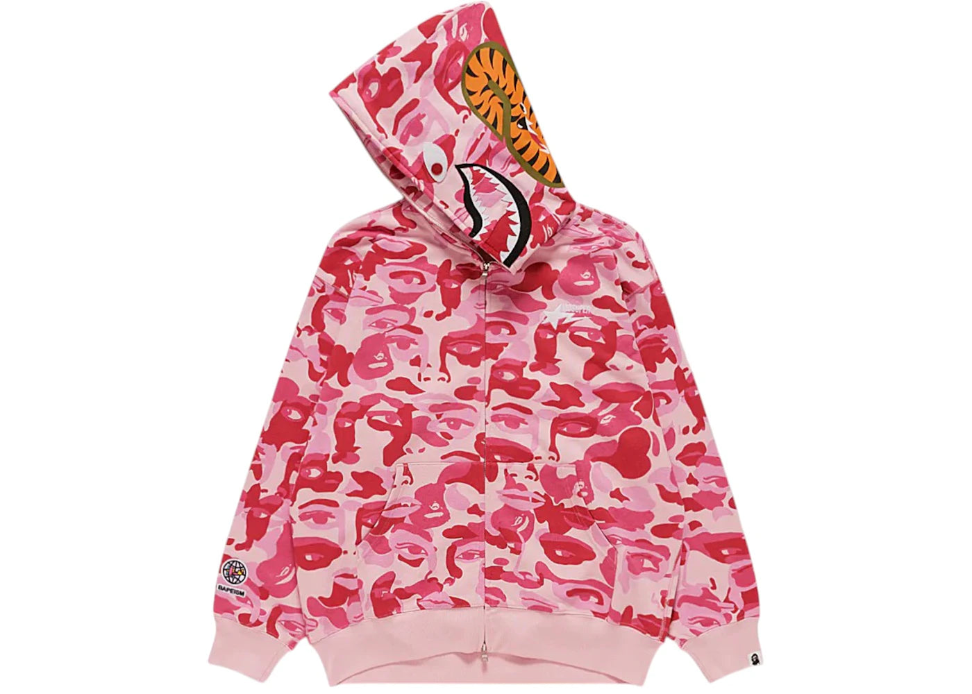 Sweat à capuche zippé BAPE x KidSuper Camo Shark - Rose