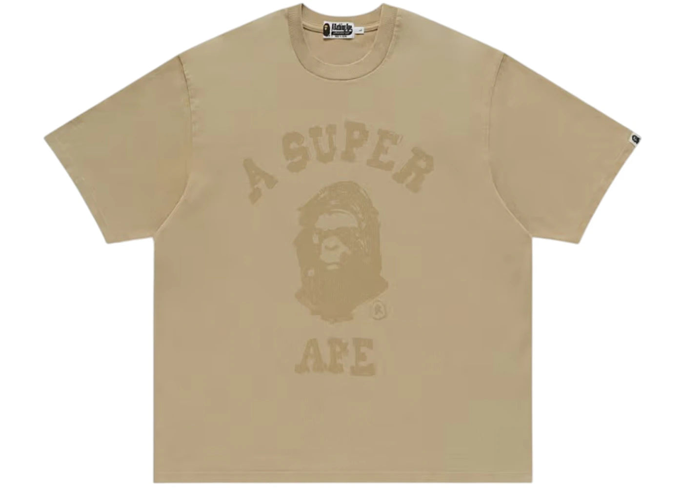 BAPE x KidSuper Garment Dye College Logo Tee-Beige