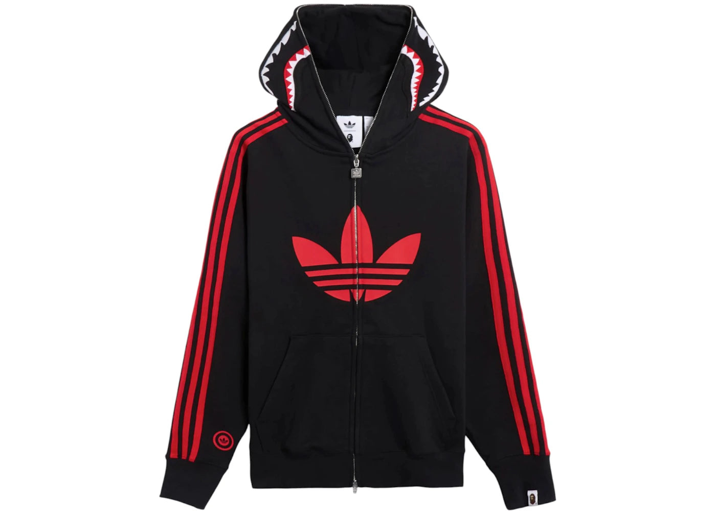 BAPE x adidas Shark Fleece Full Zip Hoodie-Black