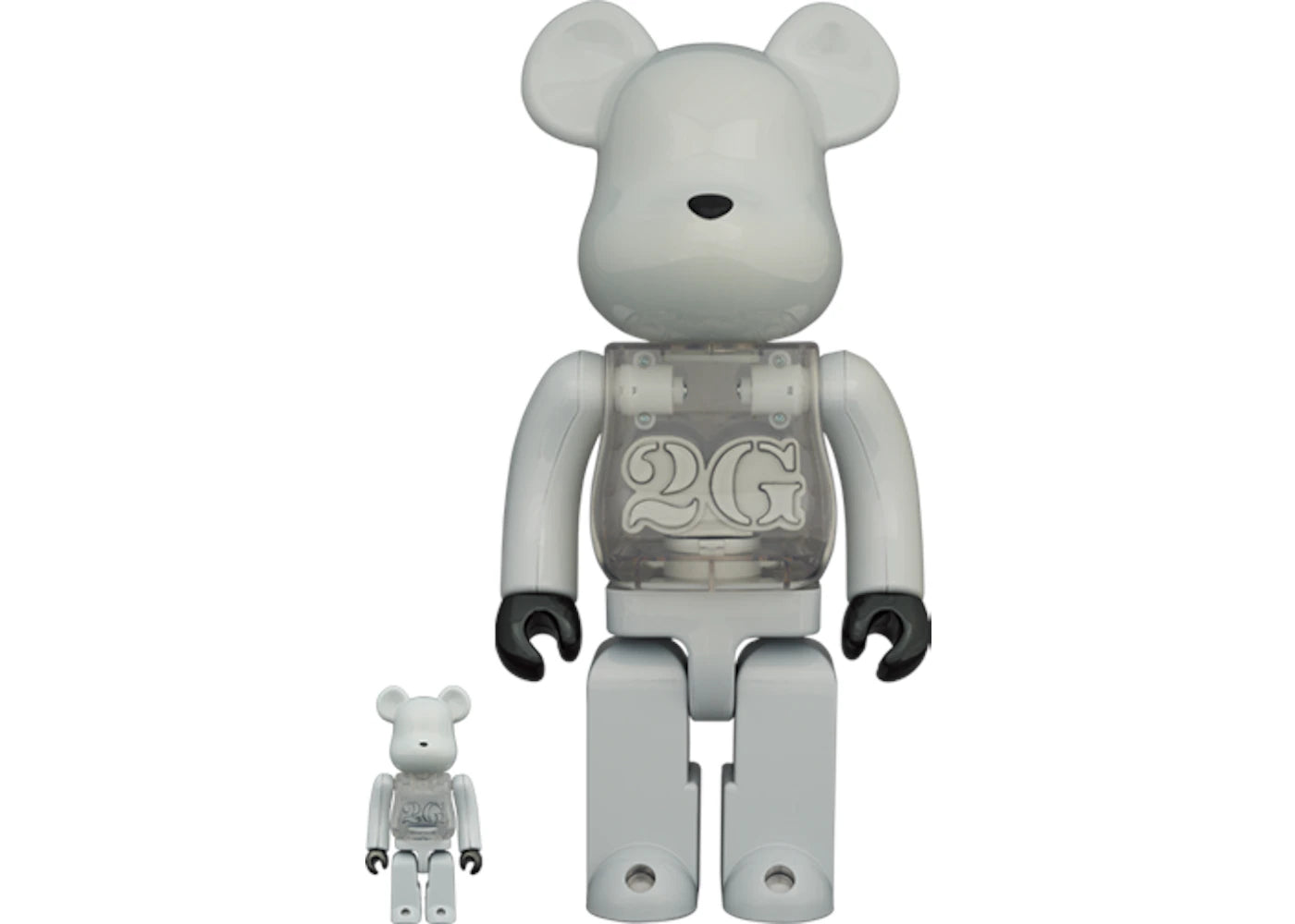 Bearbrick 2G 100% & 400% Set-WHITE CHROME
