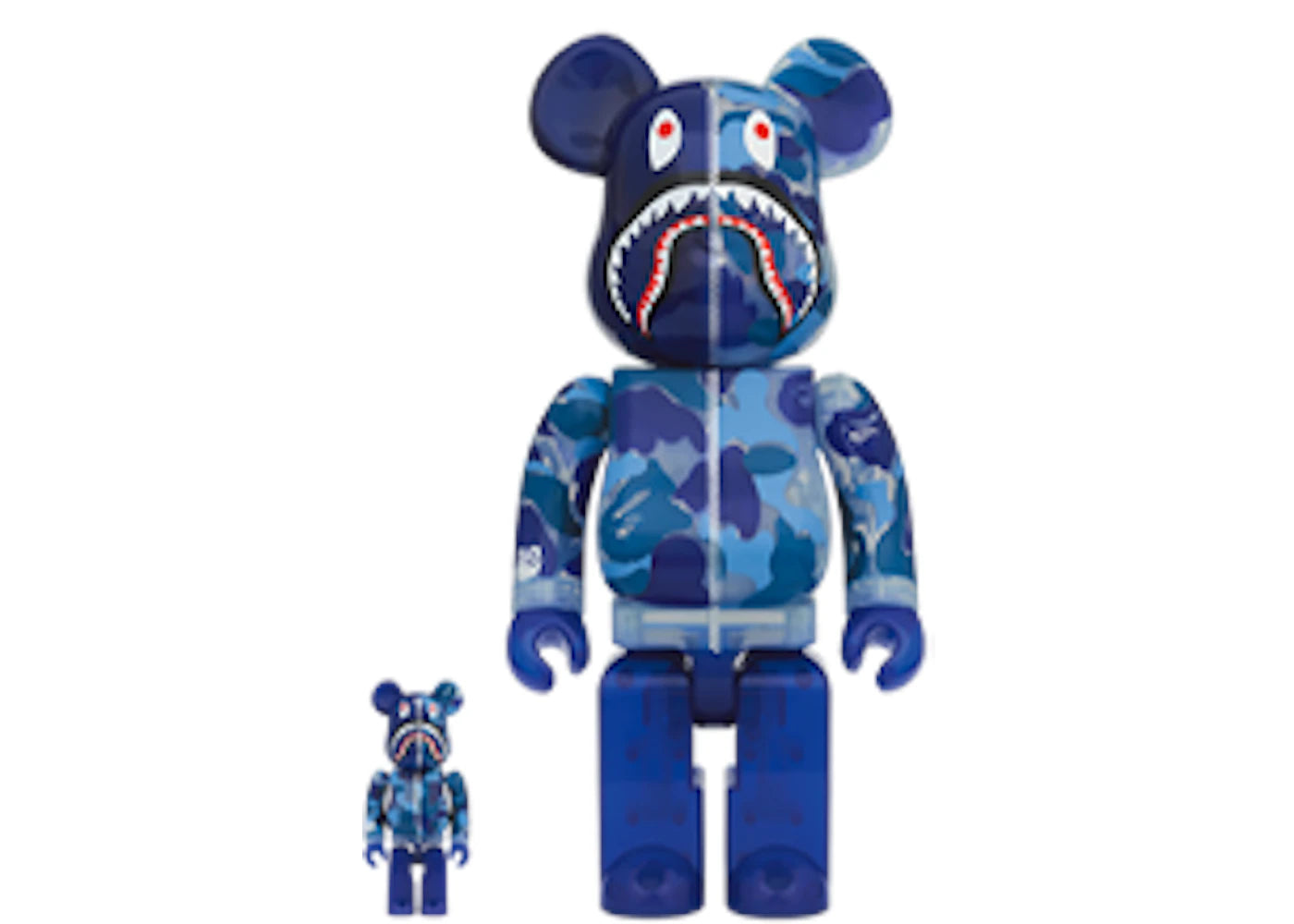 Ensemble Bearbrick x BAPE ABC Camo Shark 100 % et 400 % - Bleu clair