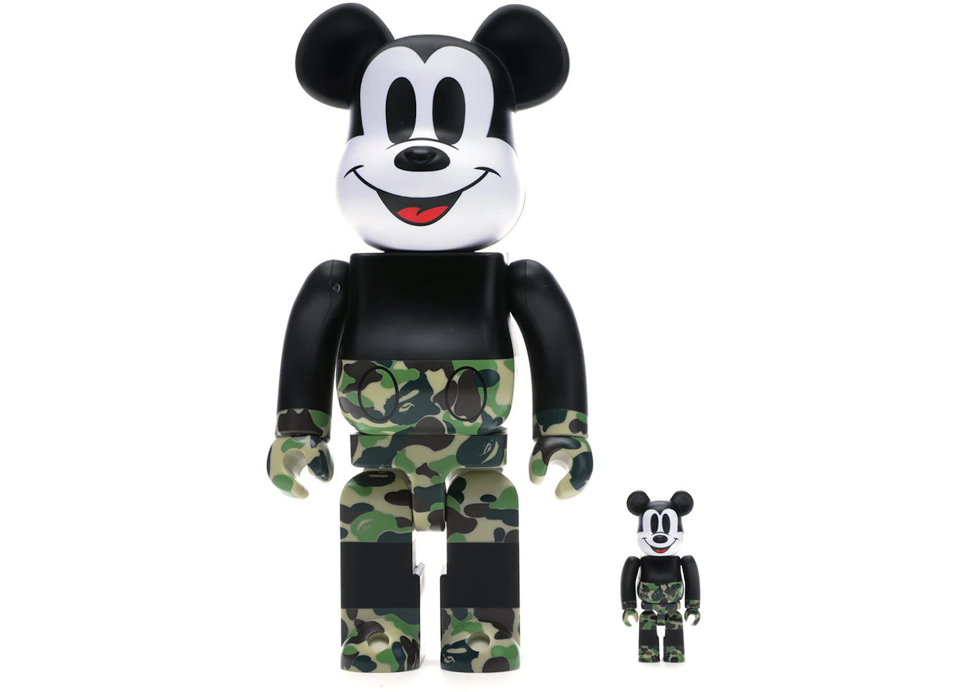 Bearbrick BAPE Mickey Mouse 100% &amp; 400% Set - Camouflage noir/vert