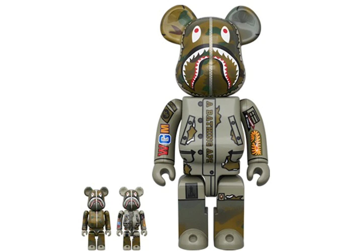 Bearbrick Bape (R) x Alpha Camo Shark 2023 - Coffret 100 % et 400 %