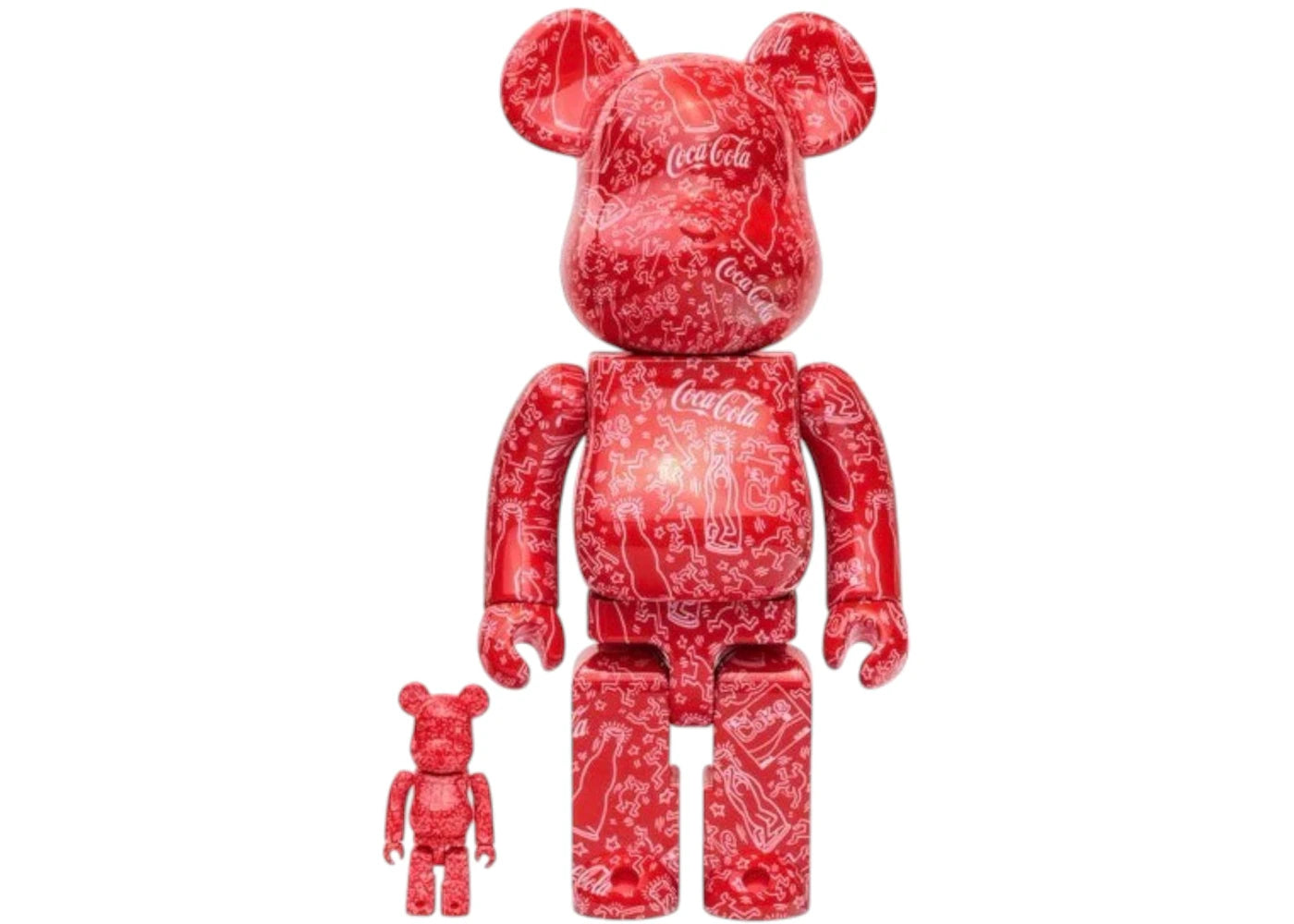 Bearbrick Coca-Cola Keith Haring 100% & 400% Set-Red/White