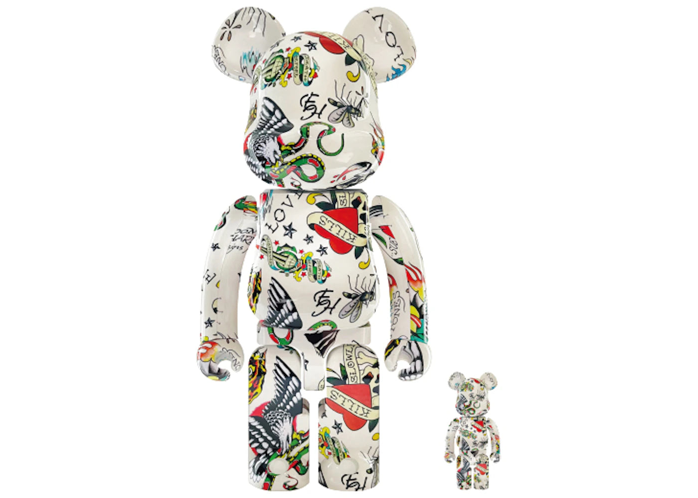 Bearbrick Ed Hardy 100% & 400% Set-White