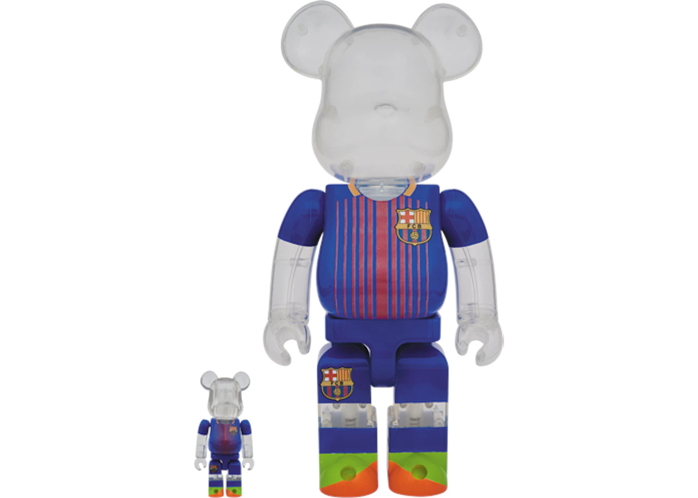 Bearbrick FC Barcelona 100% & 400% Set-Clear/Navy