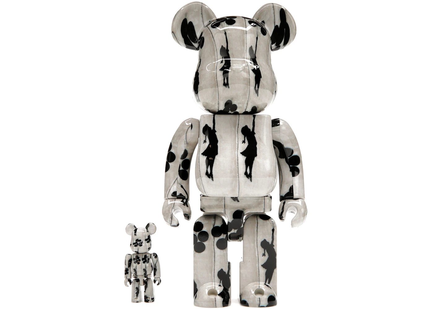 Set Bearbrick con palloncini volanti per ragazza 100% e 400%.