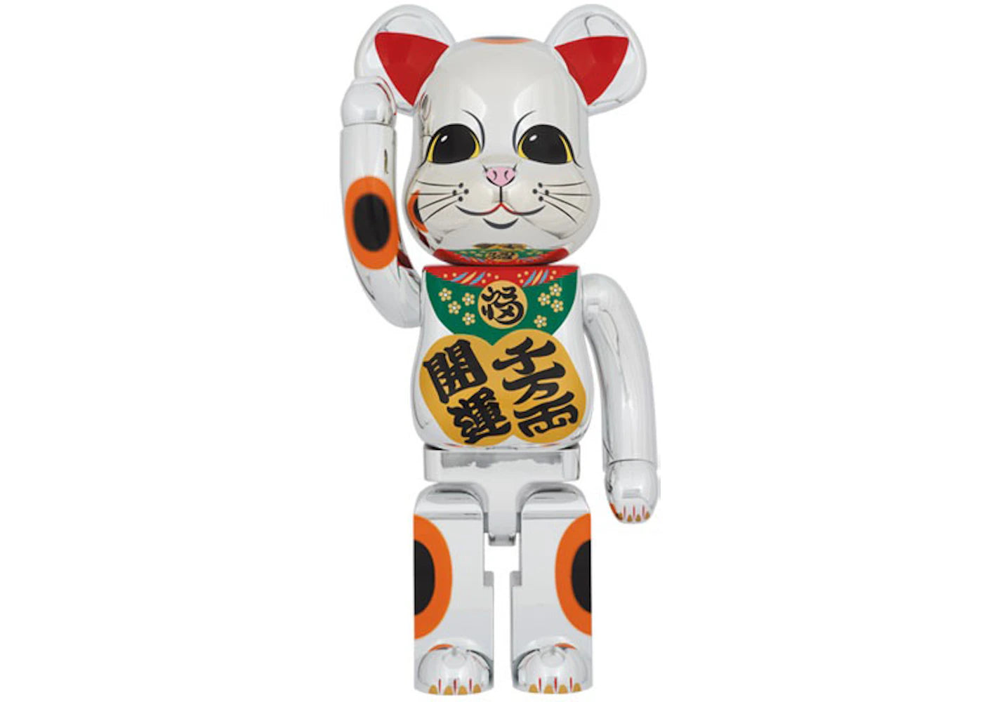Bearbrick Lucky Cat Good Luck Ten Million Ryo 1000%-Silver Plated