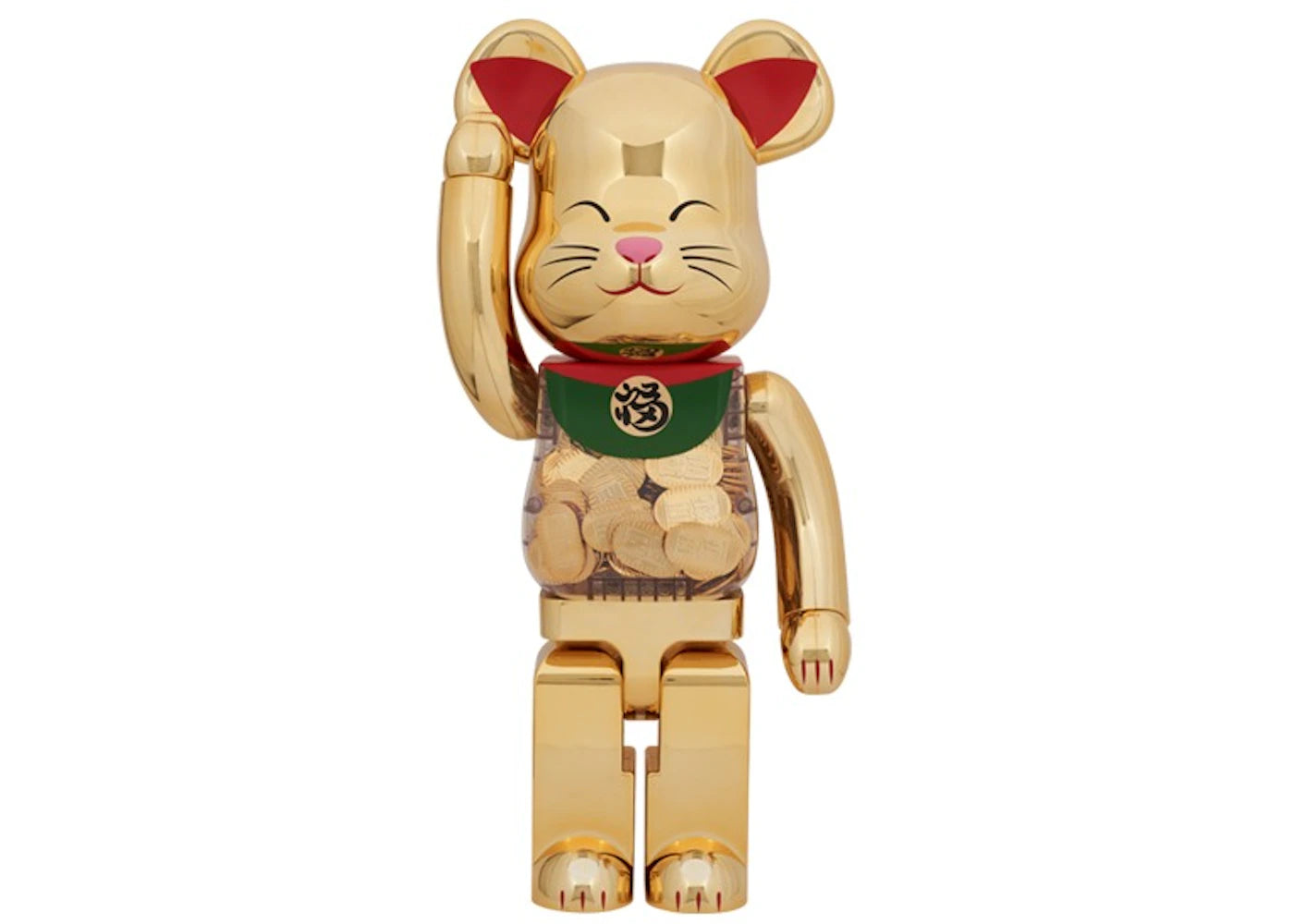 Bearbrick Lucky Cat Oval Good Luck Gold Plated 1000%-